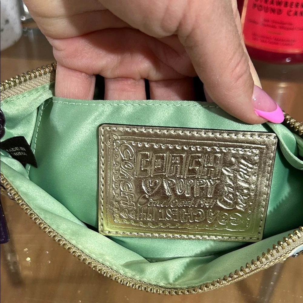 Coach Poppy Vintage Tan and Purple Mini Bag - Picture 8 of 10